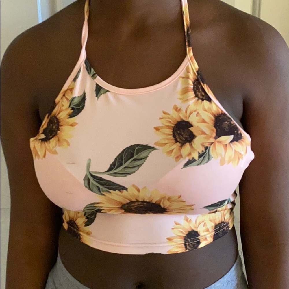Sunflower Cropped Pink Halter Top